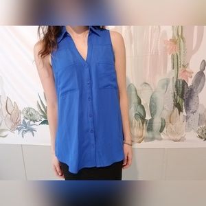 Express - Blue Collared Blouse Tank